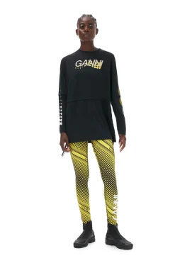 Fashion GANNI Active Mesh Layered Long Sleeve T-Shirt Black