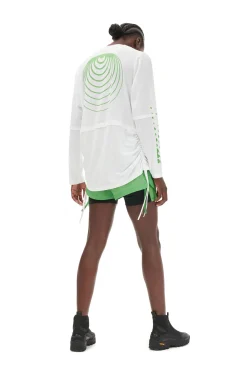 Shop GANNI Active Mesh Layered Long Sleeve T-Shirt Bright White
