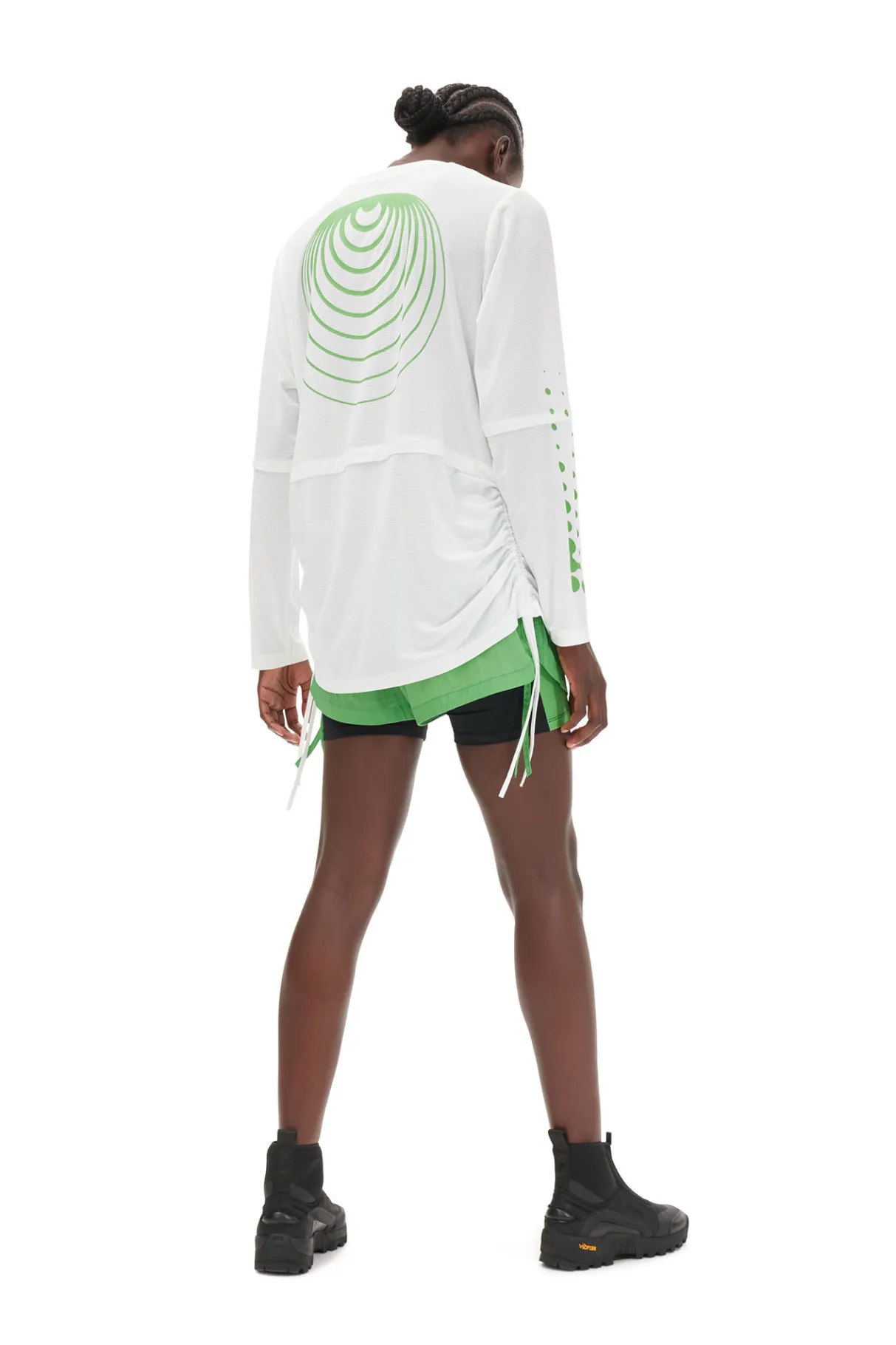 Shop GANNI Active Mesh Layered Long Sleeve T-Shirt Bright White