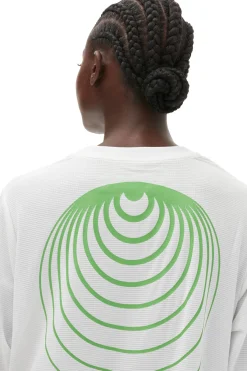 Shop GANNI Active Mesh Layered Long Sleeve T-Shirt Bright White