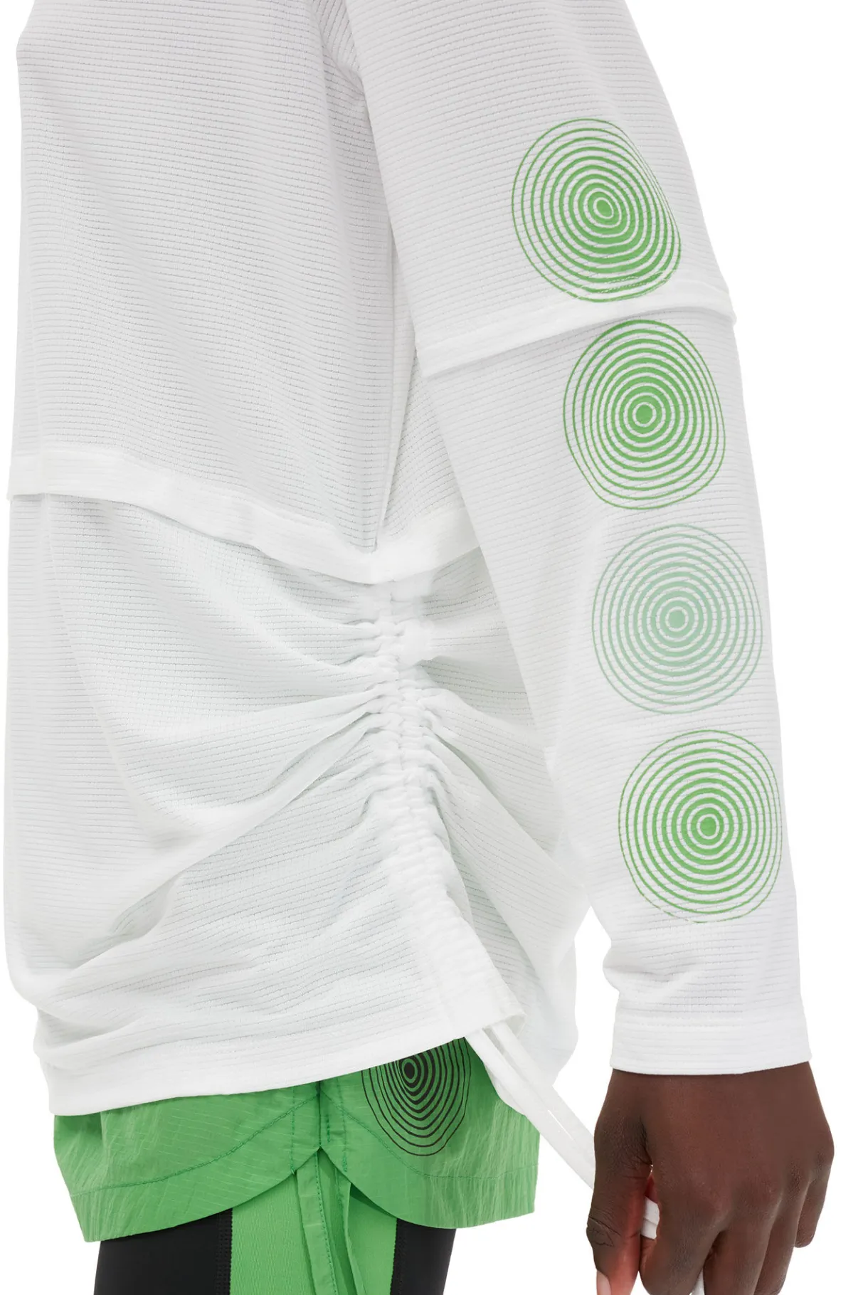 Shop GANNI Active Mesh Layered Long Sleeve T-Shirt Bright White