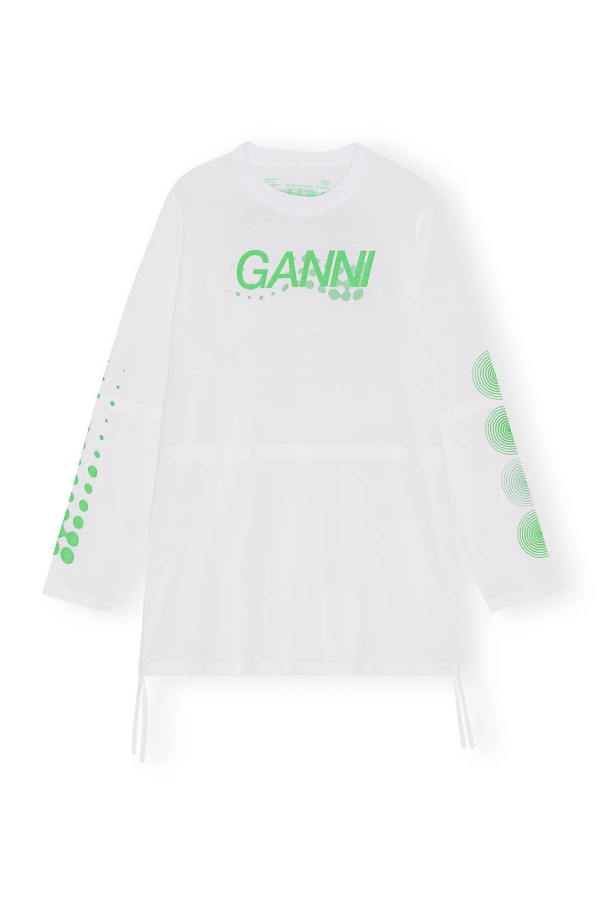 Shop GANNI Active Mesh Layered Long Sleeve T-Shirt Bright White