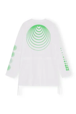 Shop GANNI Active Mesh Layered Long Sleeve T-Shirt Bright White