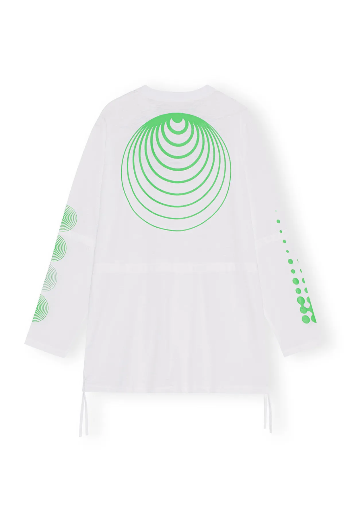 Shop GANNI Active Mesh Layered Long Sleeve T-Shirt Bright White
