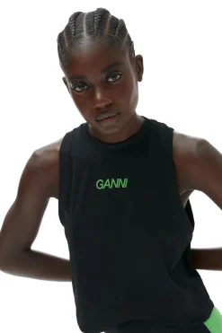 Best Sale GANNI Active Mesh Top Black