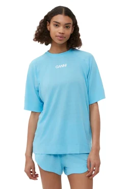 Clearance GANNI Active Mesh T-Shirt Ethereal Blue