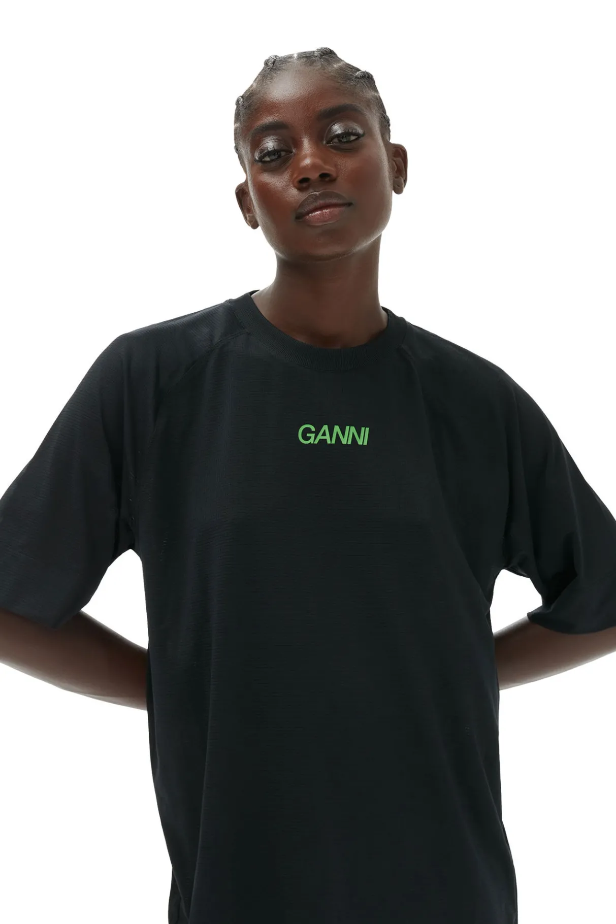 Outlet GANNI Active Mesh T-Shirt Black