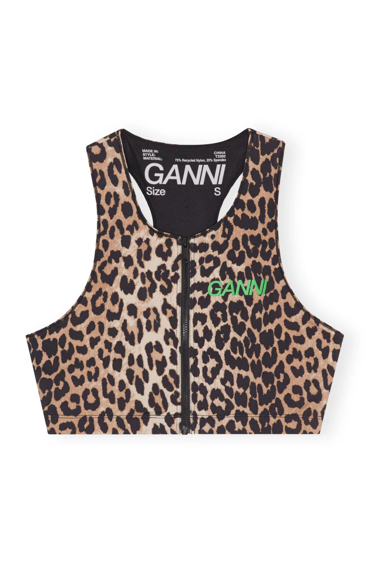 Discount GANNI Active Racerback Zipper Top Leopard