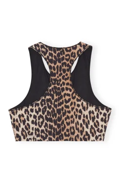 Discount GANNI Active Racerback Zipper Top Leopard