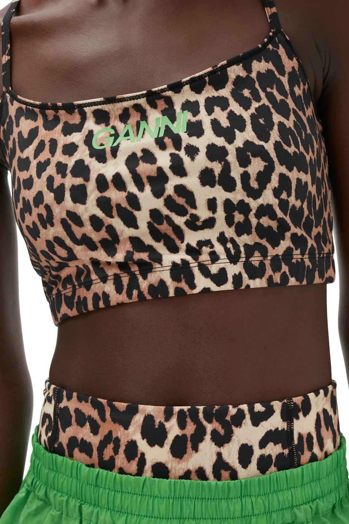 Cheap GANNI Active Strap Top Leopard
