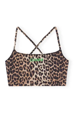 Cheap GANNI Active Strap Top Leopard