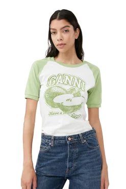 Fashion GANNI Apple Raglan T-Shirt Egret