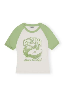 Fashion GANNI Apple Raglan T-Shirt Egret