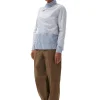 Discount GANNI Asymmetrical Stripe Collar Shirt Gray Blue