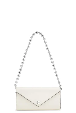 Shop GANNI Banner Envelope Chain Wallet Egret