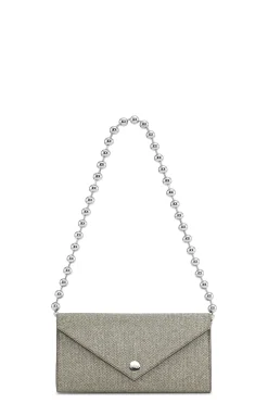 Shop GANNI Banner Envelope Chain Wallet Gold