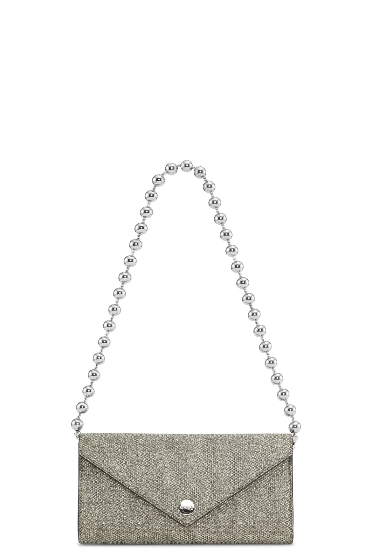 Shop GANNI Banner Envelope Chain Wallet Gold