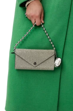 Shop GANNI Banner Envelope Chain Wallet Gold