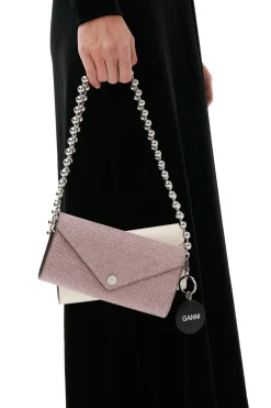 Shop GANNI Banner Envelope Chain Wallet Light Lilac