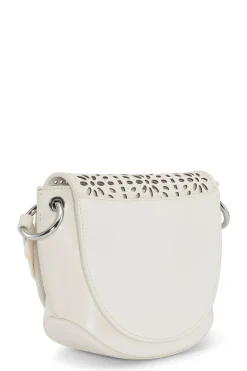 Cheap GANNI Banner Perforated Saddle Bag Egret