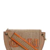 Cheap GANNI Banner Saddle Raffia Bag Tan
