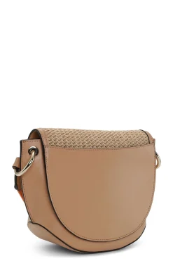 Cheap GANNI Banner Saddle Raffia Bag Tan