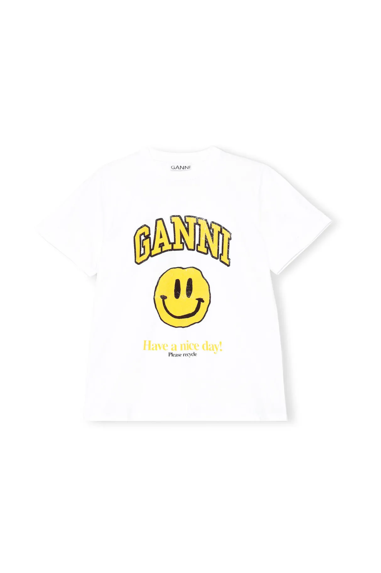 Best Sale GANNI Basic Cotton Jersey T-Shirt, Smiley Yellow Bright White