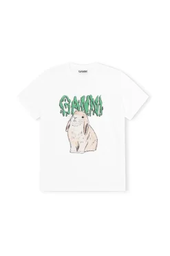 New GANNI Basic Cotton Jersey T-Shirt, Bunny Bright White