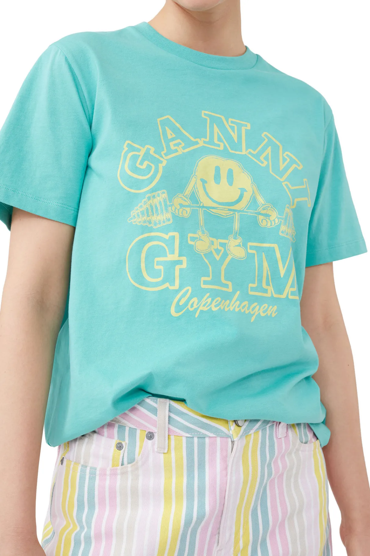 Best Sale GANNI Basic Jersey Gym Relaxed T-Shirt Lagoon