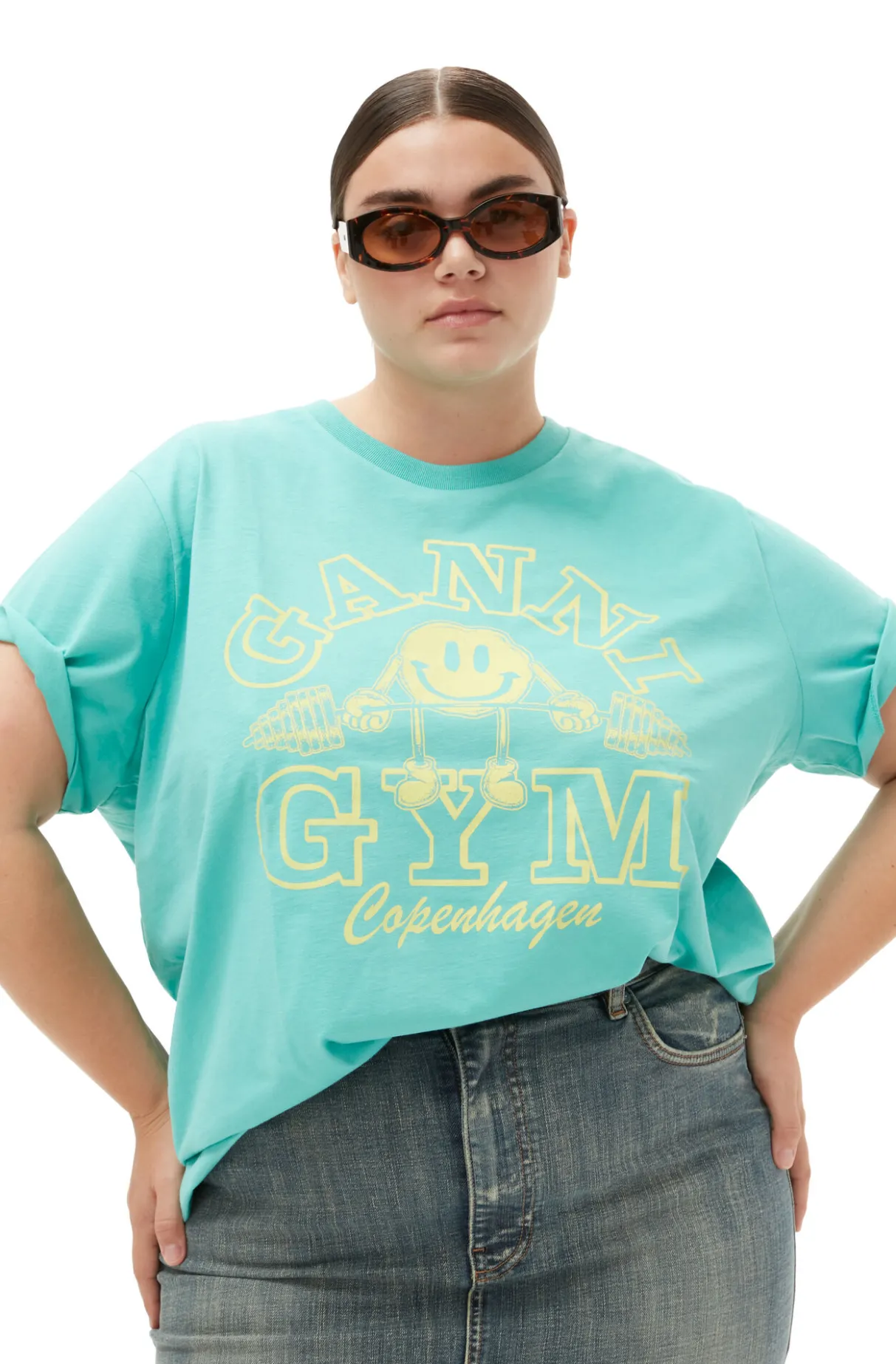 Best Sale GANNI Basic Jersey Gym Relaxed T-Shirt Lagoon