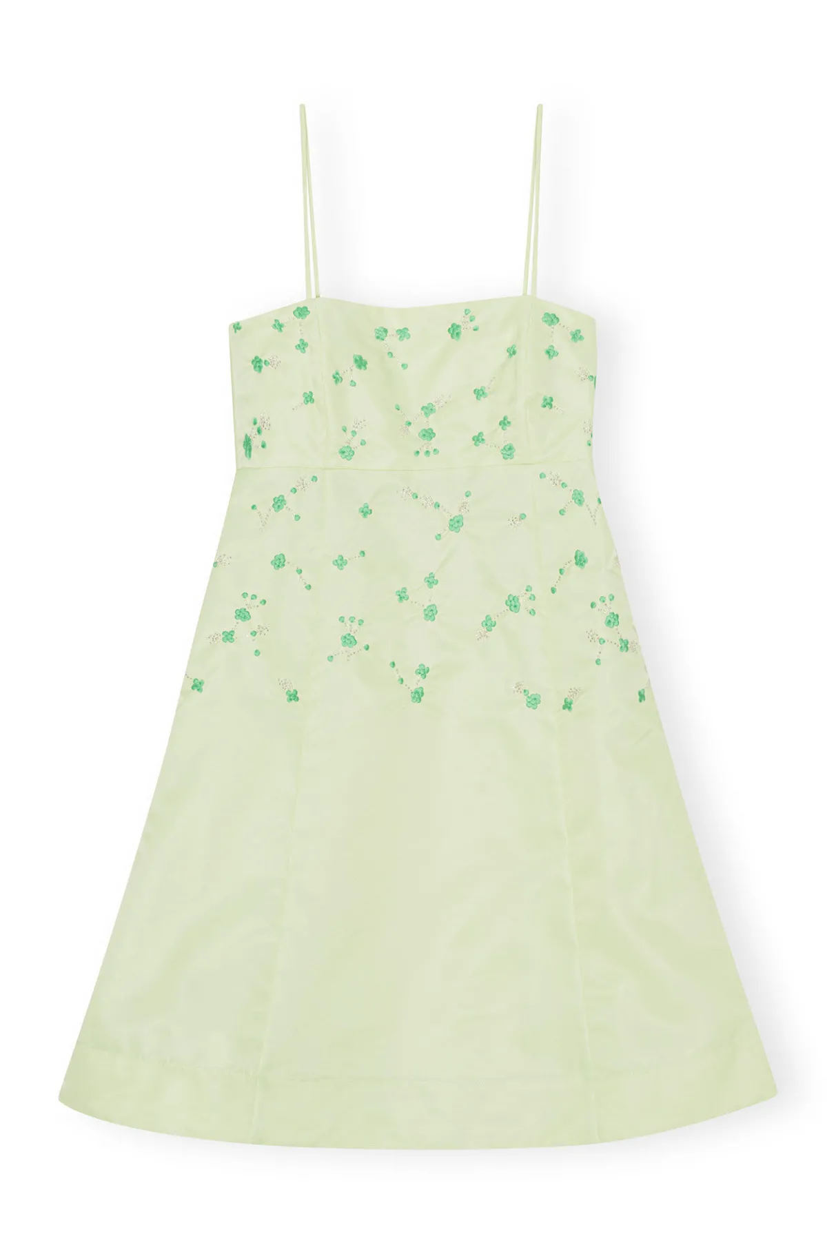 Discount GANNI Beaded Nylon Mini Dress Lily Green