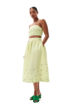 Online GANNI Beaded Nylon Skirt Lily Green