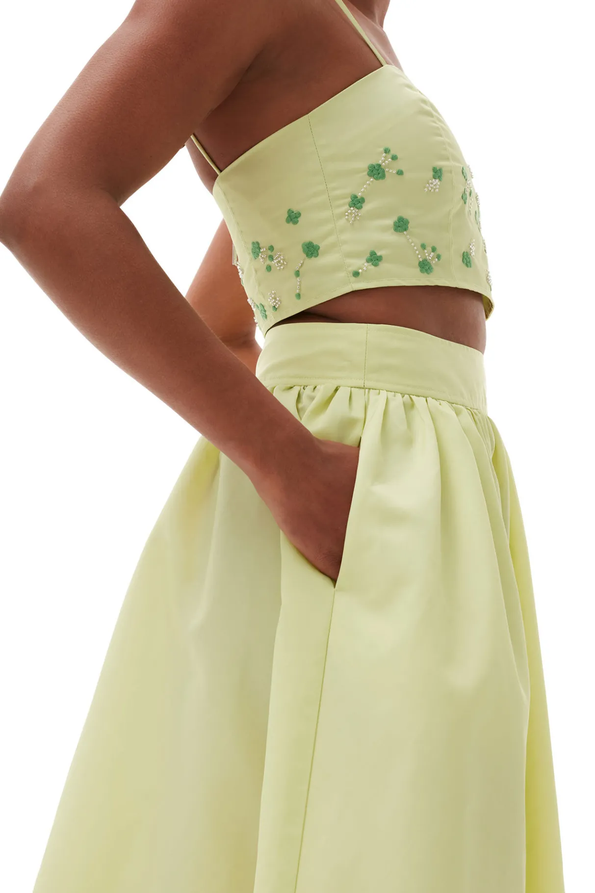 Online GANNI Beaded Nylon Skirt Lily Green