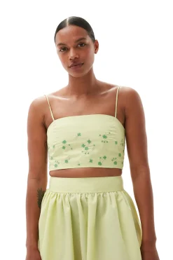 Online GANNI Beaded Nylon Top Lily Green