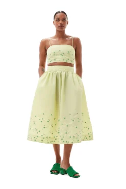 Online GANNI Beaded Nylon Top Lily Green