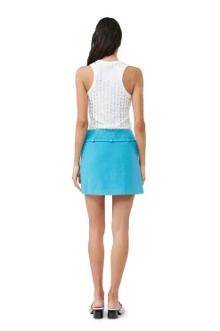 Sale GANNI Beaded Rib Jersey Top Bright White