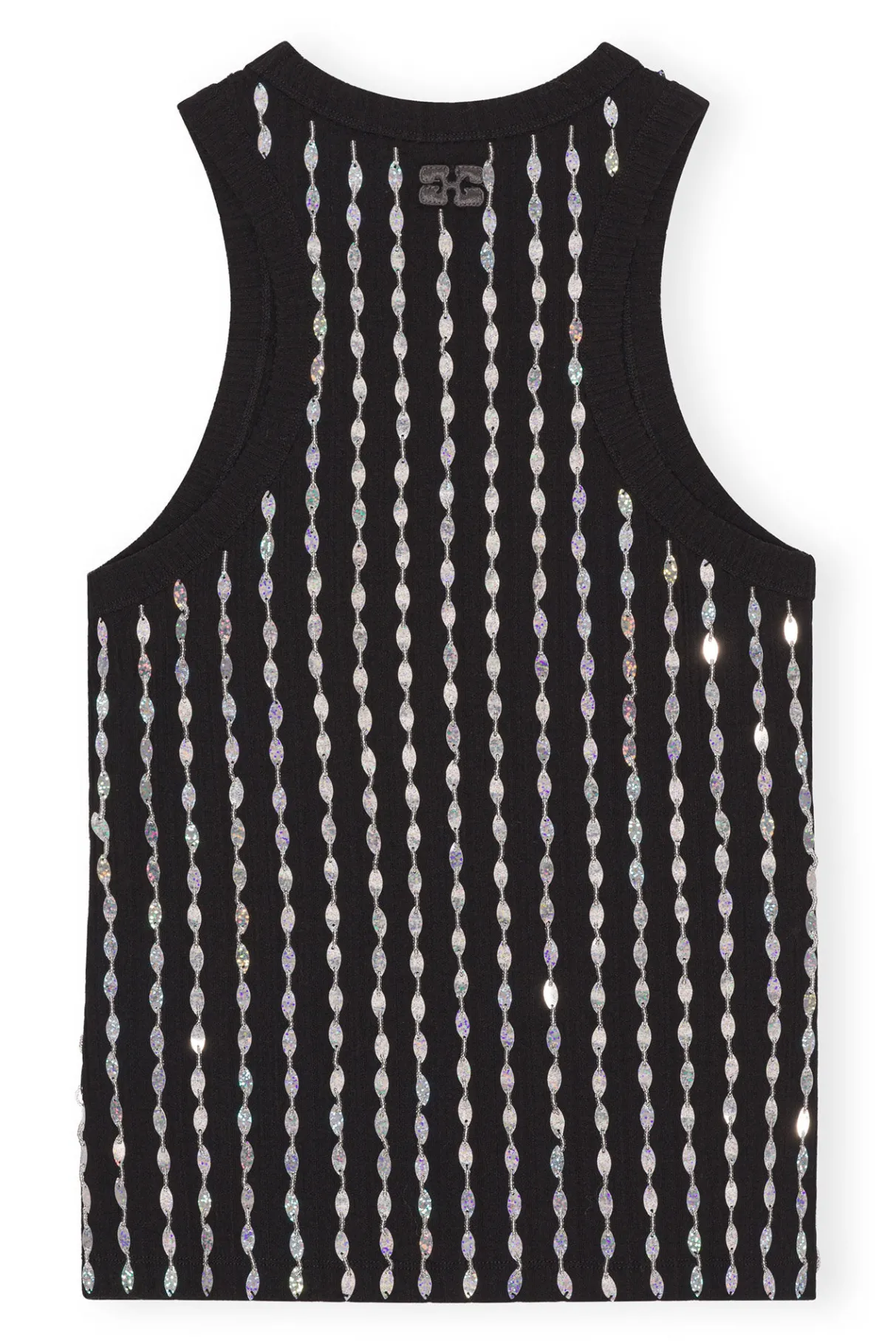 Hot GANNI Beaded Rib Jersey Top Black