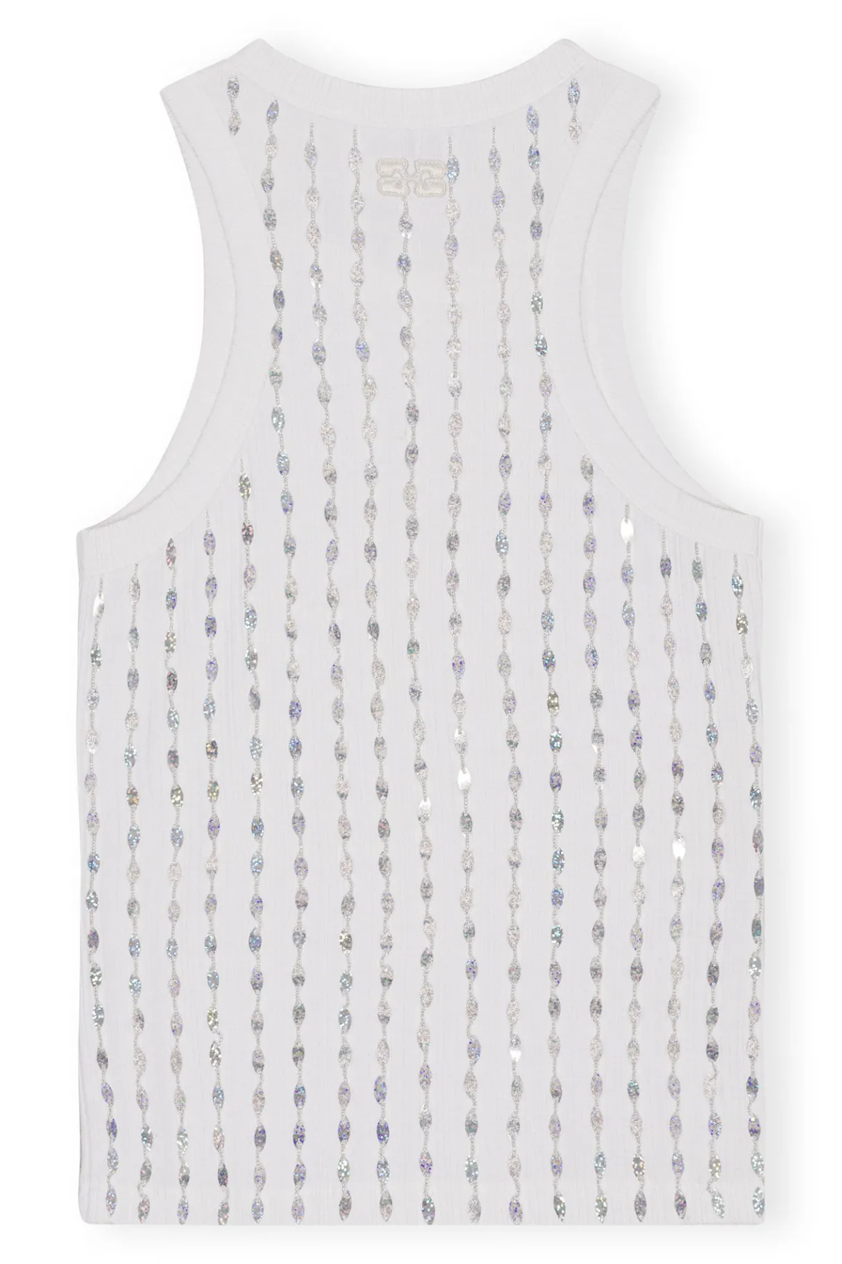Sale GANNI Beaded Rib Jersey Top Bright White