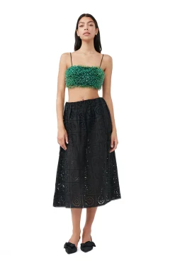 Cheap GANNI Beaded Taffeta Top Black