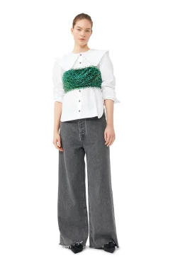 Cheap GANNI Beaded Taffeta Top Black