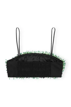 Cheap GANNI Beaded Taffeta Top Black