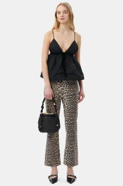 Cheap GANNI Betzy Cropped Jeans Leopard