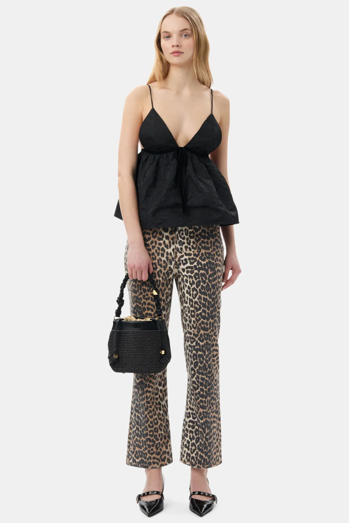 Cheap GANNI Betzy Cropped Jeans Leopard