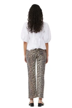 Cheap GANNI Betzy Cropped Jeans Leopard