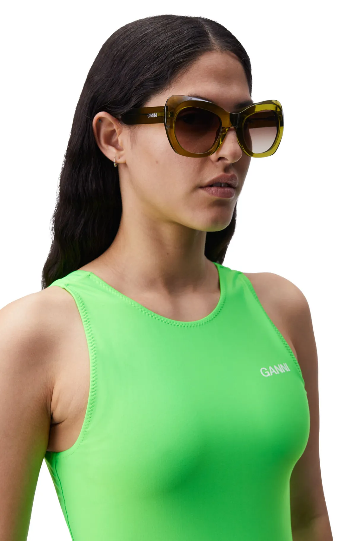 Discount GANNI Biodegradable Acetate Big Butterfly Sunglasses Green Bay