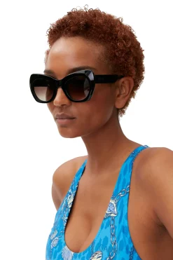 Outlet GANNI Biodegradable Acetate Big Butterfly Sunglasses Black