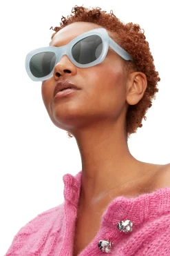 Shop GANNI Biodegradable Acetate Big Butterfly Sunglasses Heather