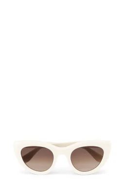 Discount GANNI Biodegradable Acetate Cat Eye Sunglasses Egret
