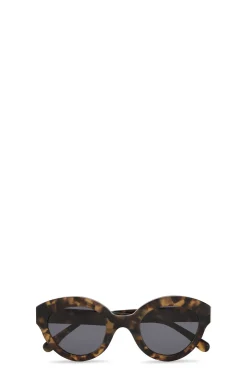 Sale GANNI Biodegradable Acetate Chunky Round Sunglasses Black/Tobacco Brown