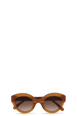 Outlet GANNI Biodegradable Acetate Chunky Round Sunglasses Brandy Brown